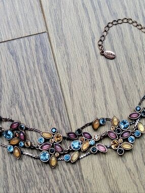 Pilgrim Multicolor Crystal Floral Statement Necklace - Blue, Gold, Pink